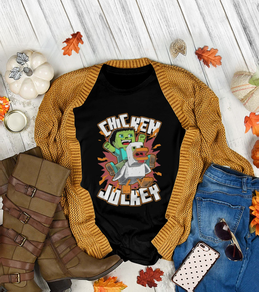 Chicken Jockey Baby Zombie Riding a Chicken Gaming Novelty T-Shirt