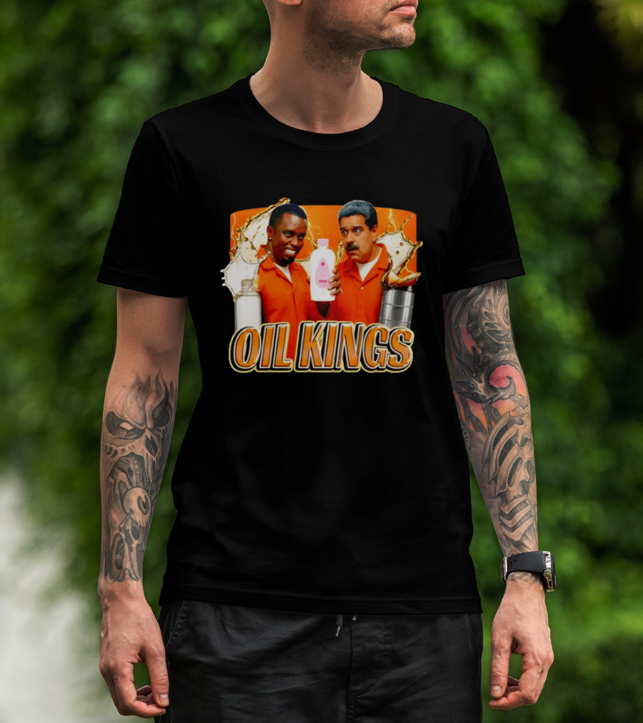 OIL KINGS Diddy Vs Nicolas Maduro Orange Bottles Humor T-Shirt