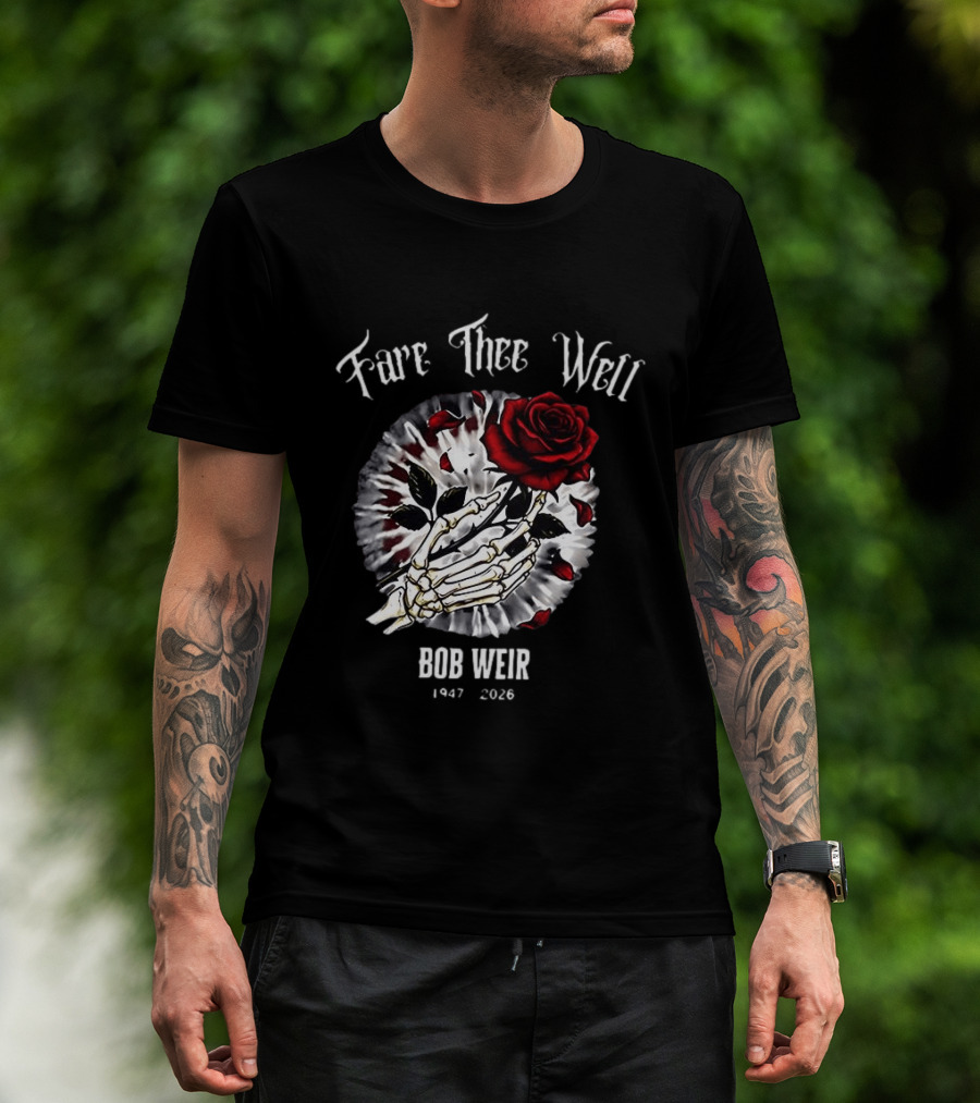 Fare Thee Well Bob Weir Rose Skull 1947 2026 T-Shirt