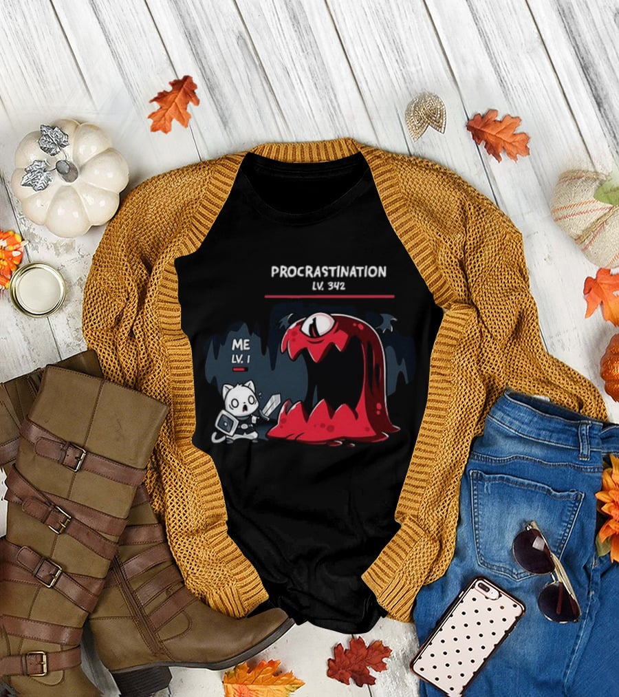 Me Lv 1 vs Procrastination Lv 342 Battle T-Shirt