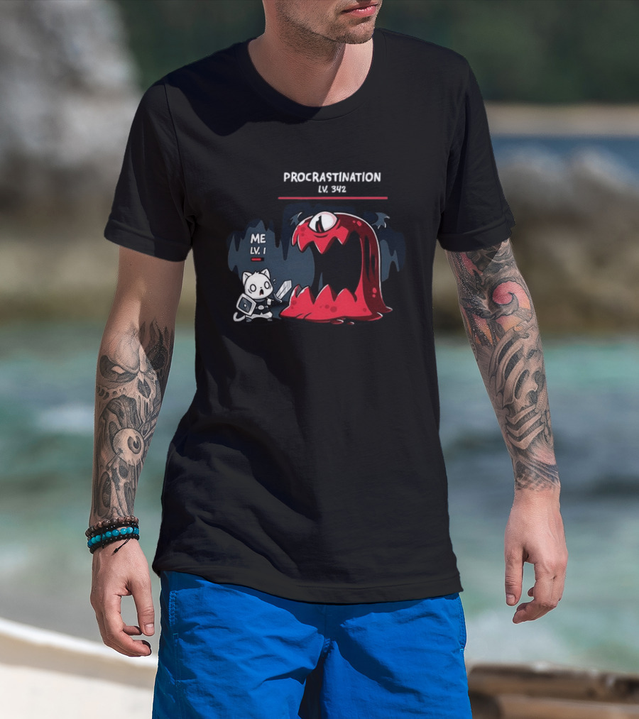 Me Lv 1 Vs Procrastination Lv 342 Battle T-Shirt