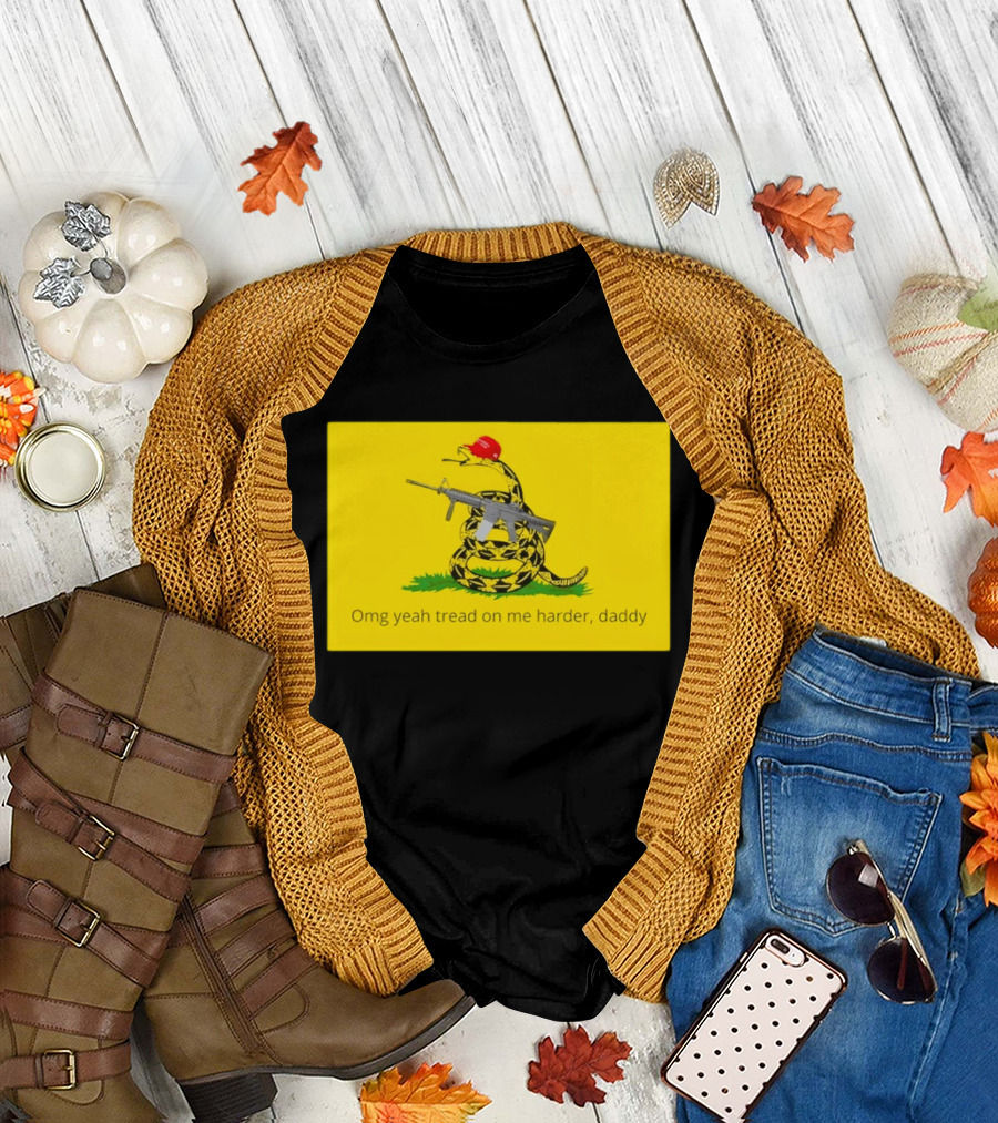 Omg Yeah Tread On Me Harder Daddy Maga 2026 Snake with Red Hat and Rifle T-Shirt