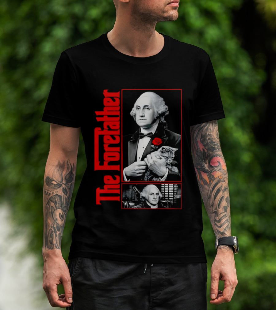 Patriotic George Washington Forefather The American Godfather Cat T-Shirt