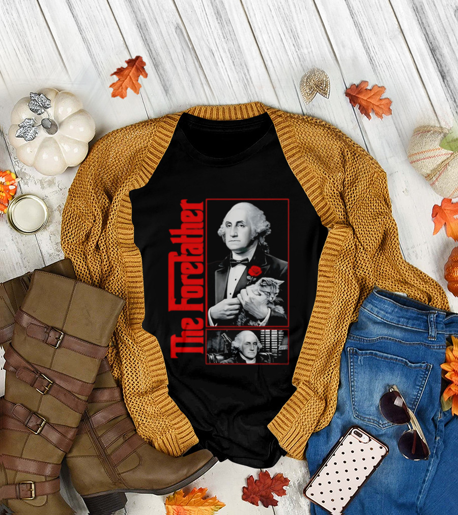 Patriotic George Washington Forefather The American Godfather Cat T-Shirt