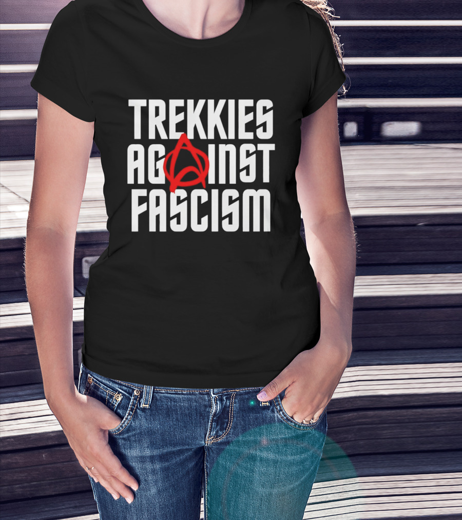 TREKKIES AGAINST FASCISM Anarchy Symbol Resistance T-Shirt