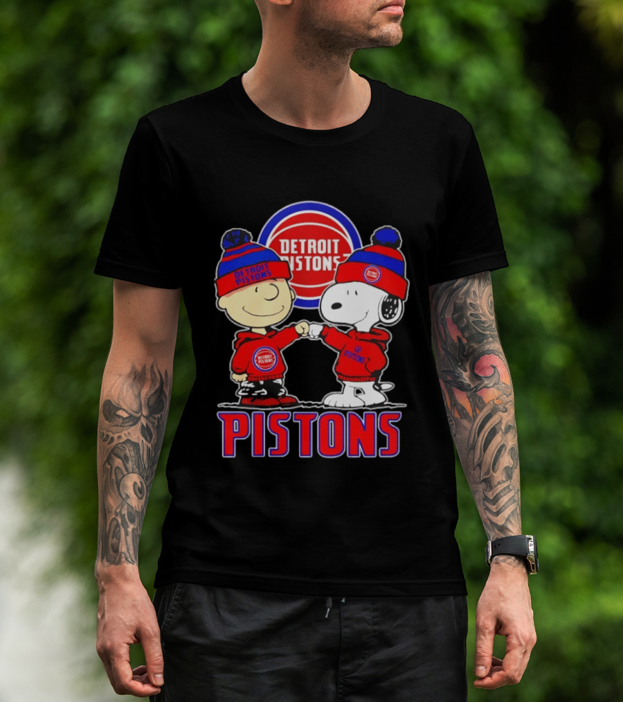 Detroit Pistons Charlie Brown Snoopy Collaboration T-Shirt