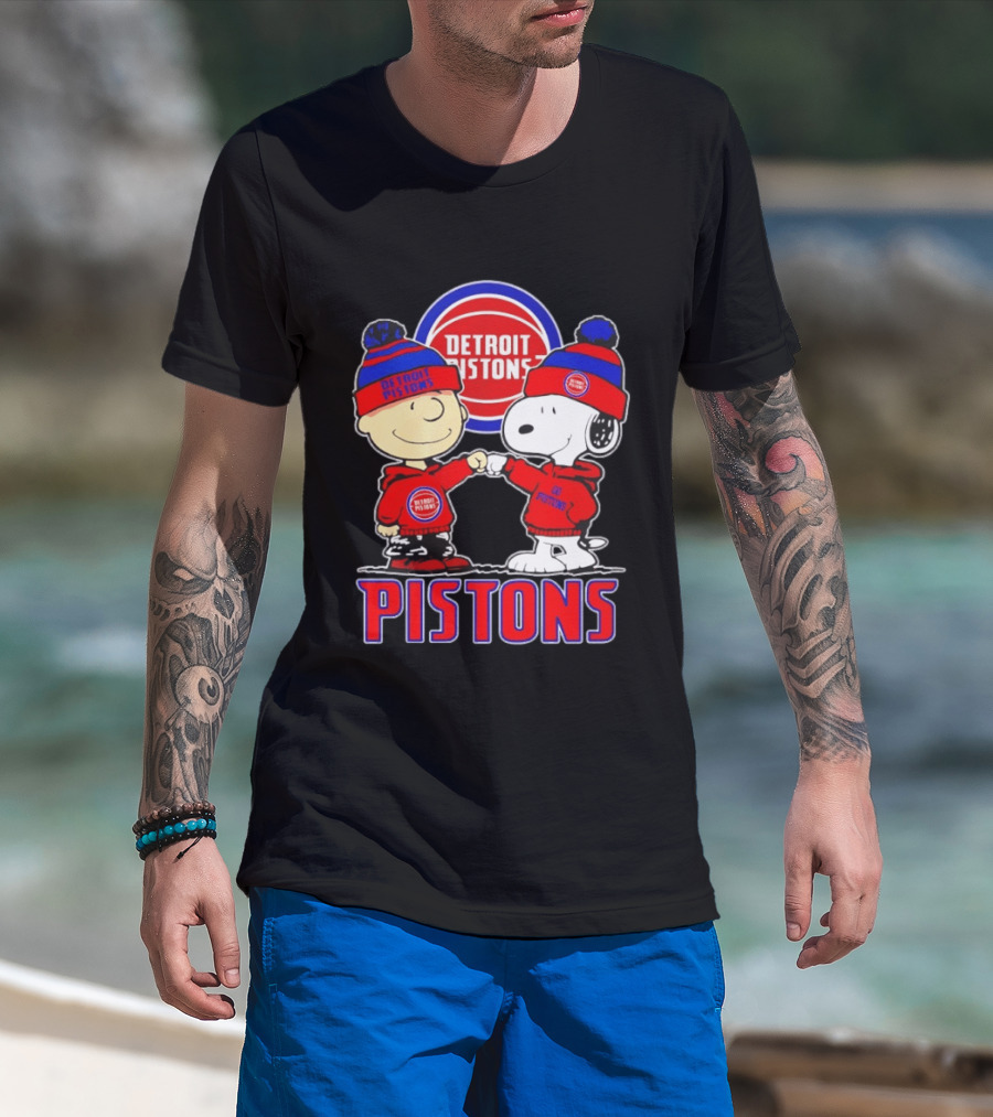 Detroit Pistons Charlie Brown Snoopy Collaboration T-Shirt