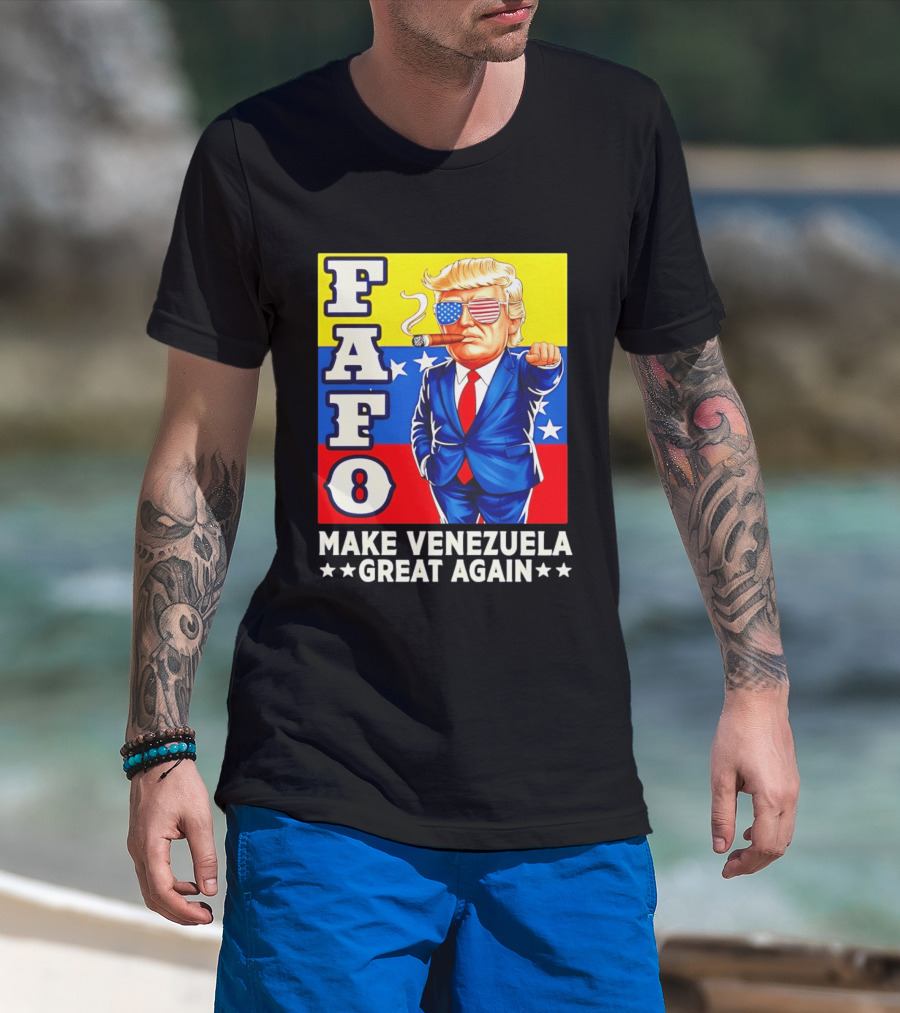 FAFO Trump Make Venezuela Great Again Patriotic Cartoon T-Shirt
