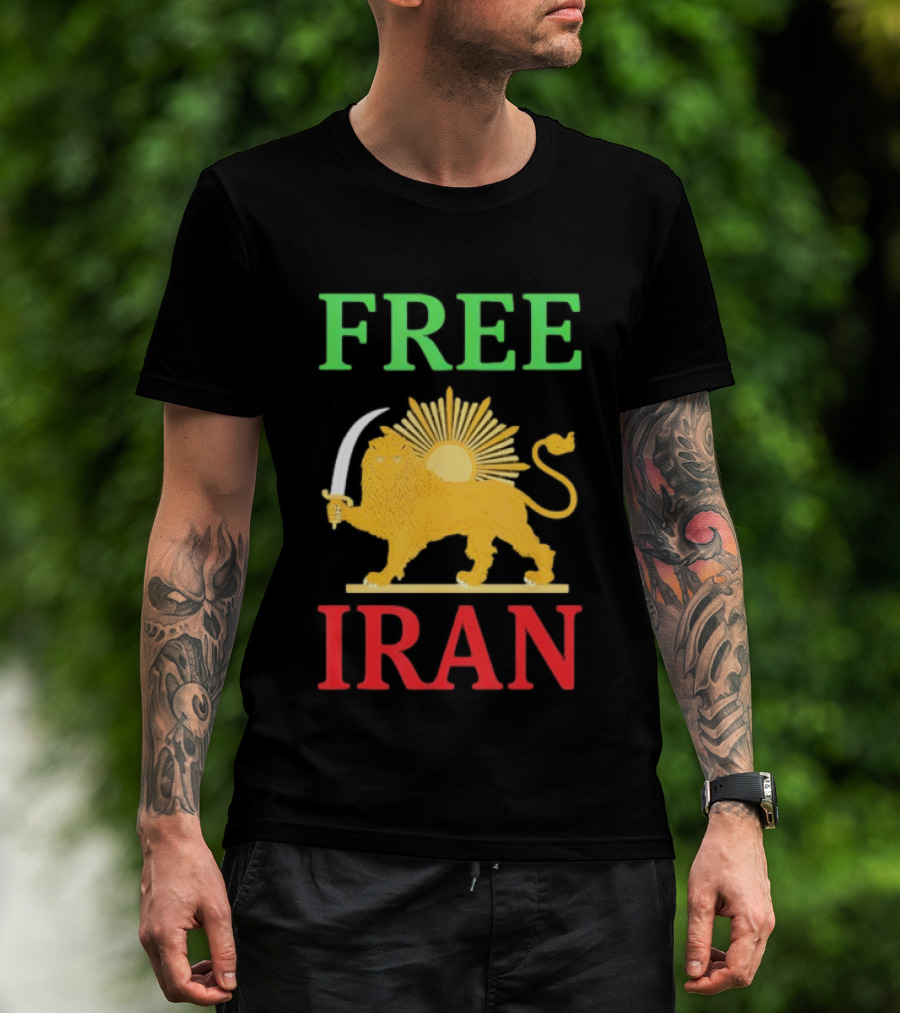 Free Iran Lion And Sun Emblem Freedom Movement T-Shirt
