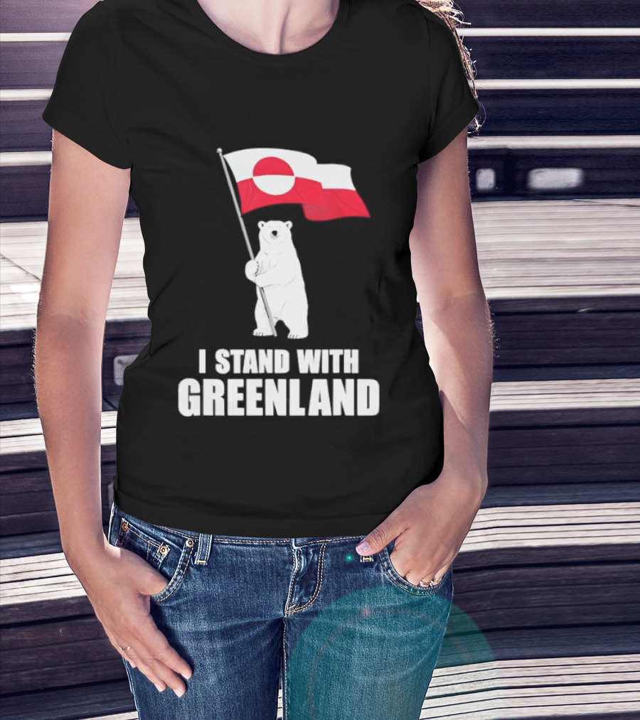 I Stand With Greenland Flag Bear Polar Pride Kalaallit Greenlanders T-Shirt