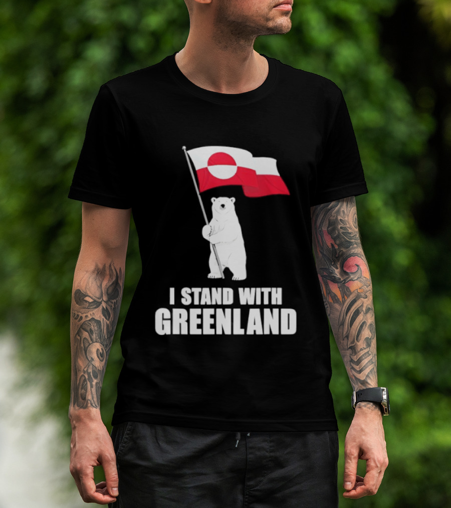 I Stand With Greenland Flag Bear Polar Pride Kalaallit Greenlanders T-Shirt