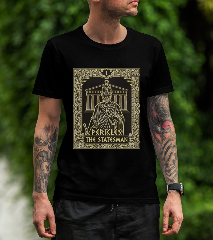 Pericles The Statesman Tarot Card Ancient Greece Roman Helmet Greek Columns T-Shirt