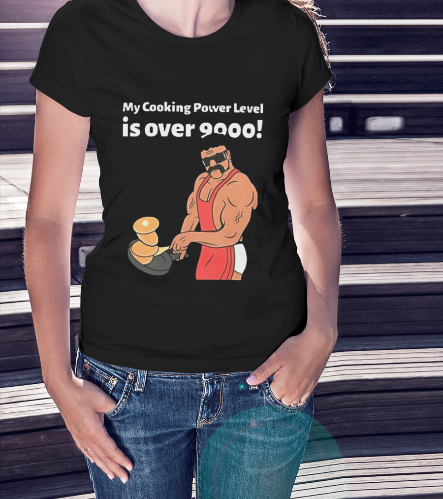 My Cooking Power Level Is Over 9000 Muscle Chef In Red Apron T-Shirt
