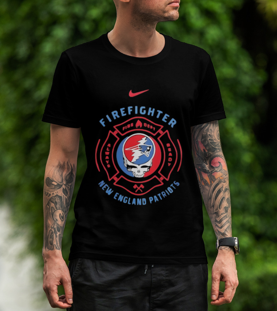 Nike Firefighter New England Patriots Grateful Dead T-Shirt