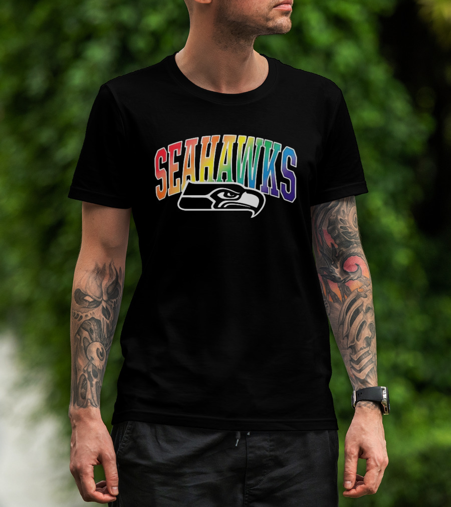 Seattle Seahawks Rainbow Pride LGBTQ Support T-Shirt