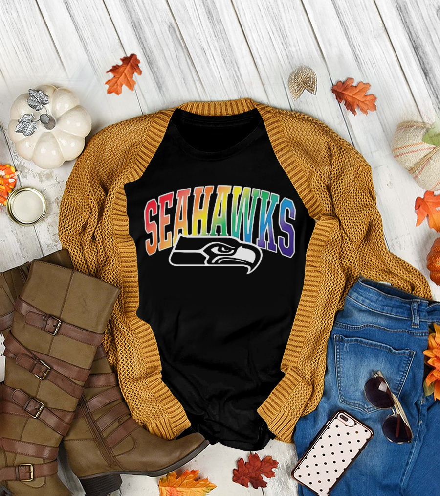 Seattle Seahawks Rainbow Pride LGBTQ Support T-Shirt