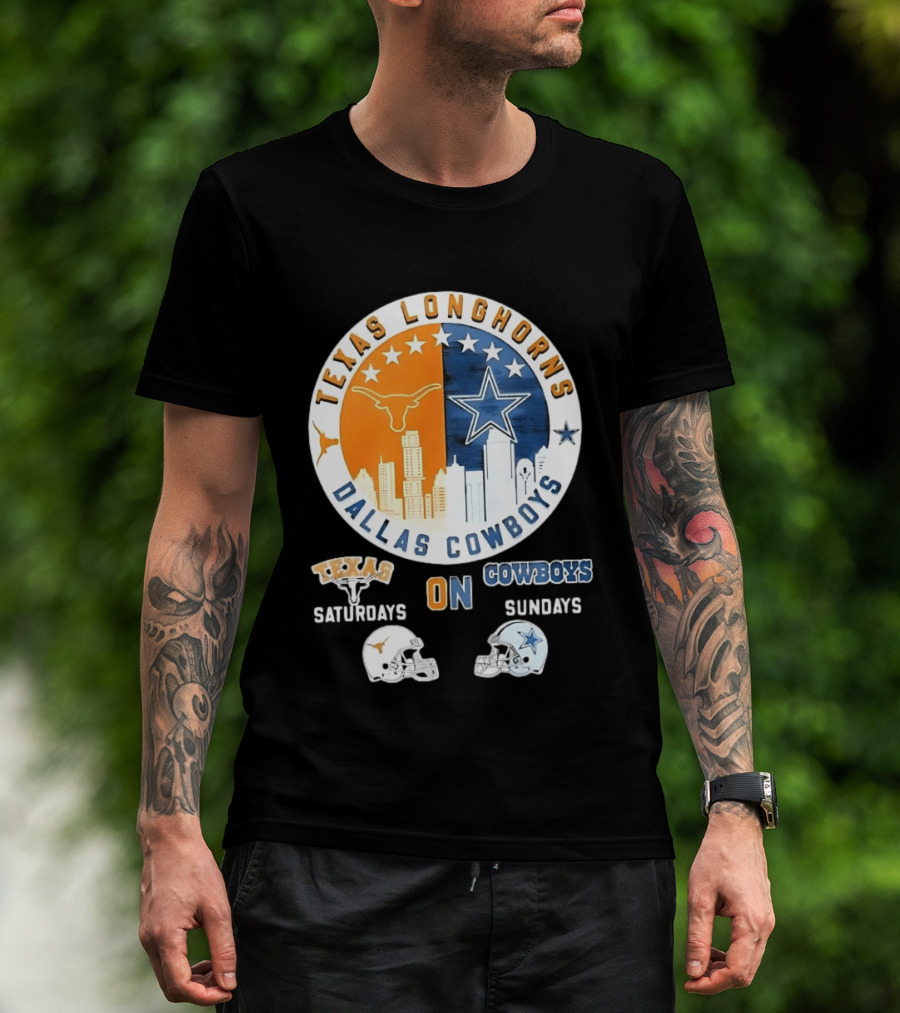 Texas Longhorns Dallas Cowboys Saturdays Sundays Football Rivalry Mashup T-Shirt