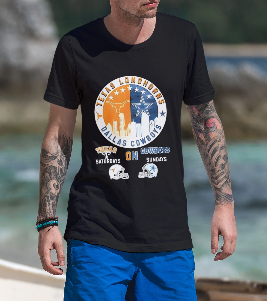 Texas Longhorns Dallas Cowboys Saturdays Sundays Football Rivalry Mashup T-Shirt