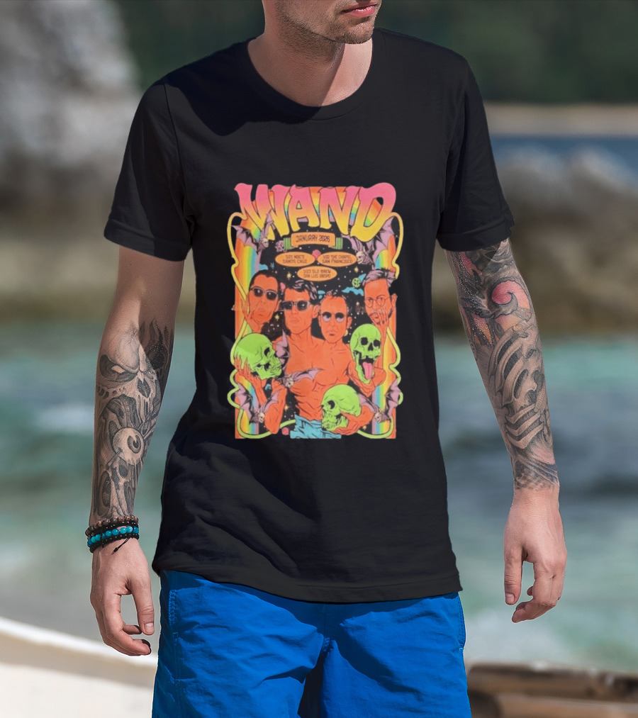 WAND January 2026 Tour Santa Cruz San Francisco San Luis Obispo Skulls And Bats T-Shirt