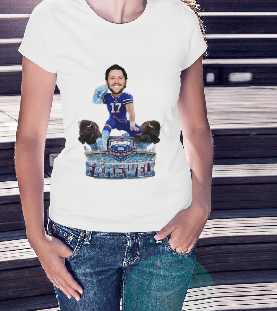 Buffalo Bills Josh Allen Hurdle Farewell Season Highmark Stadium Caricature T-Shirt