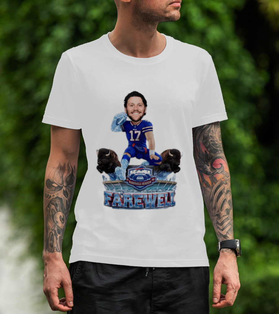 Buffalo Bills Josh Allen Hurdle Farewell Season Highmark Stadium Caricature T-Shirt