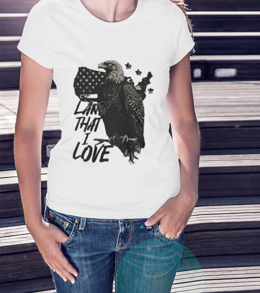 Land That I Love Eagle With American Flag And Stars T-Shirt