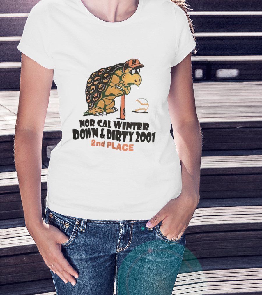 Nor Cal Winter Down And Dirty 2001 2nd Place Turtle Bat And Ball T-Shirt