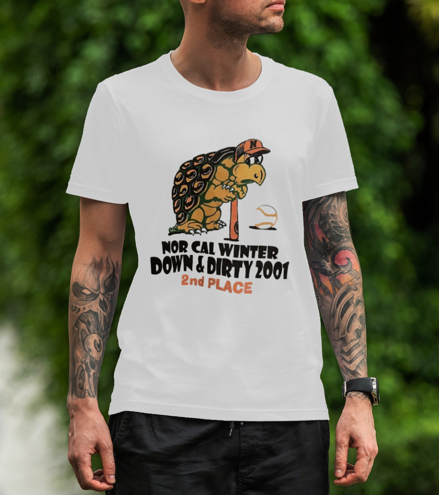 Nor Cal Winter Down And Dirty 2001 2nd Place Turtle Bat And Ball T-Shirt