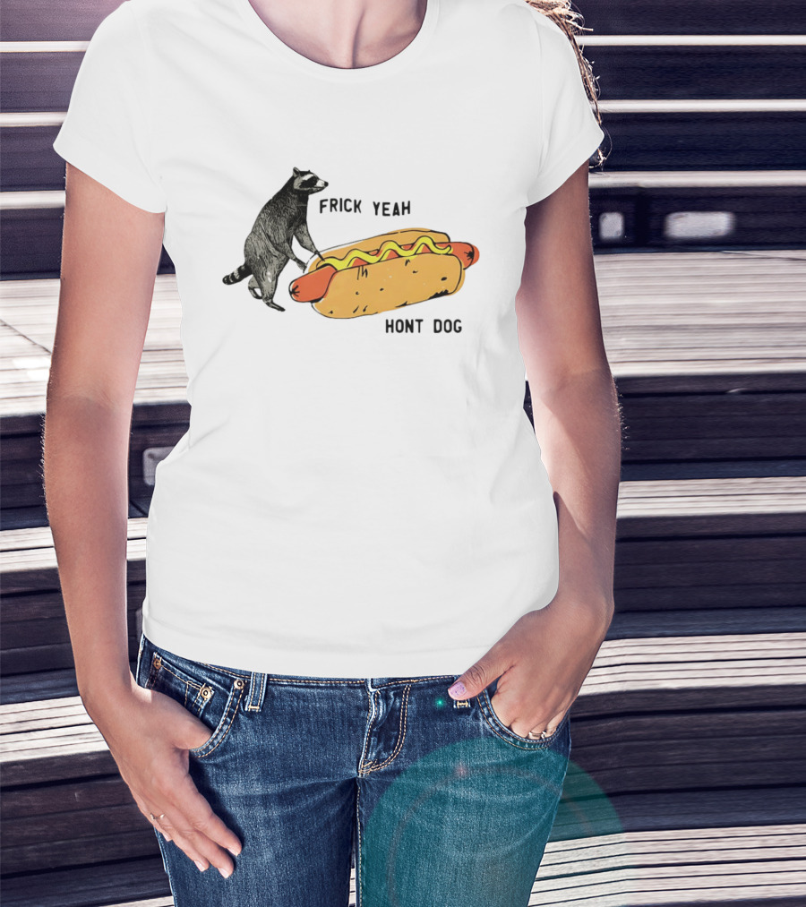 Raccoon Hot Dog Frick Yeah Humor Collection T-Shirt
