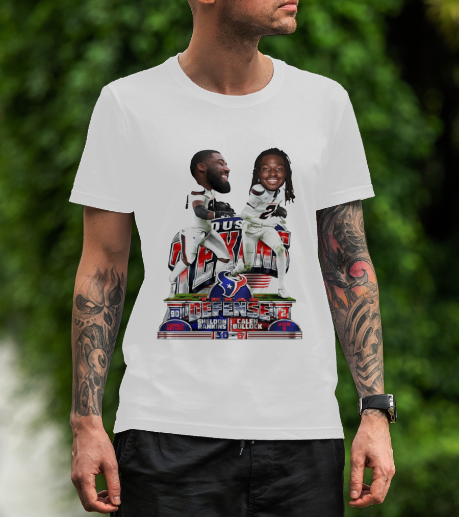 Houston Texans Defense Sheldon Rankins Calen Bullock Wild Card Gamebreaker Caricature T-Shirt
