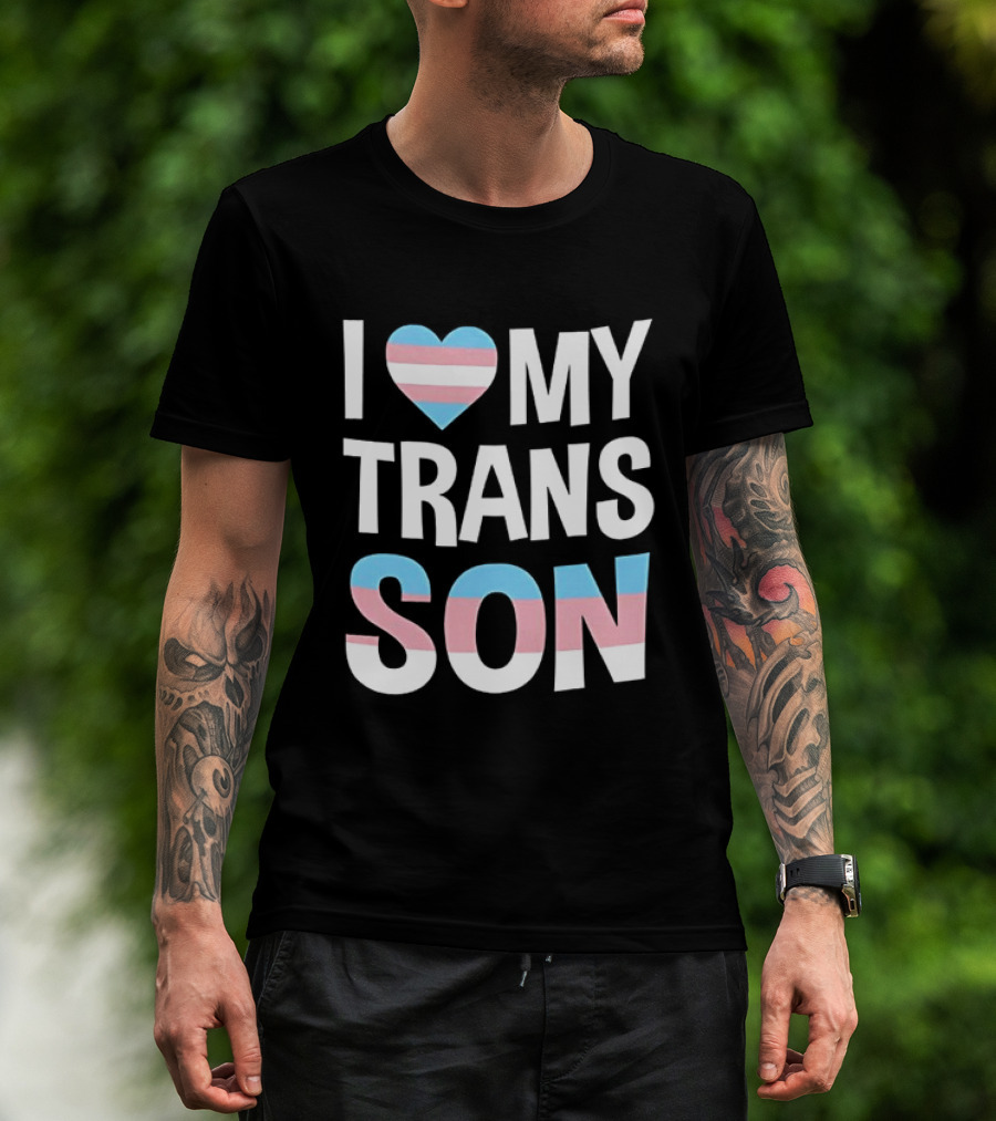 I Love My Trans Son Heart Transgender Pride T-Shirt