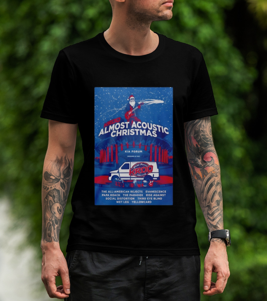 KROQ Almost Acoustic Christmas December 13 2025 Los Angeles Bands Lineup Santa T-Shirt