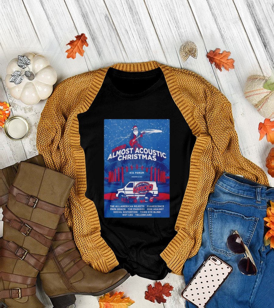 KROQ Almost Acoustic Christmas December 13 2025 Los Angeles Bands Lineup Santa T-Shirt