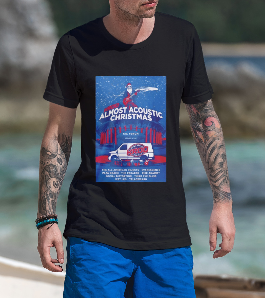 KROQ Almost Acoustic Christmas December 13 2025 Los Angeles Bands Lineup Santa T-Shirt