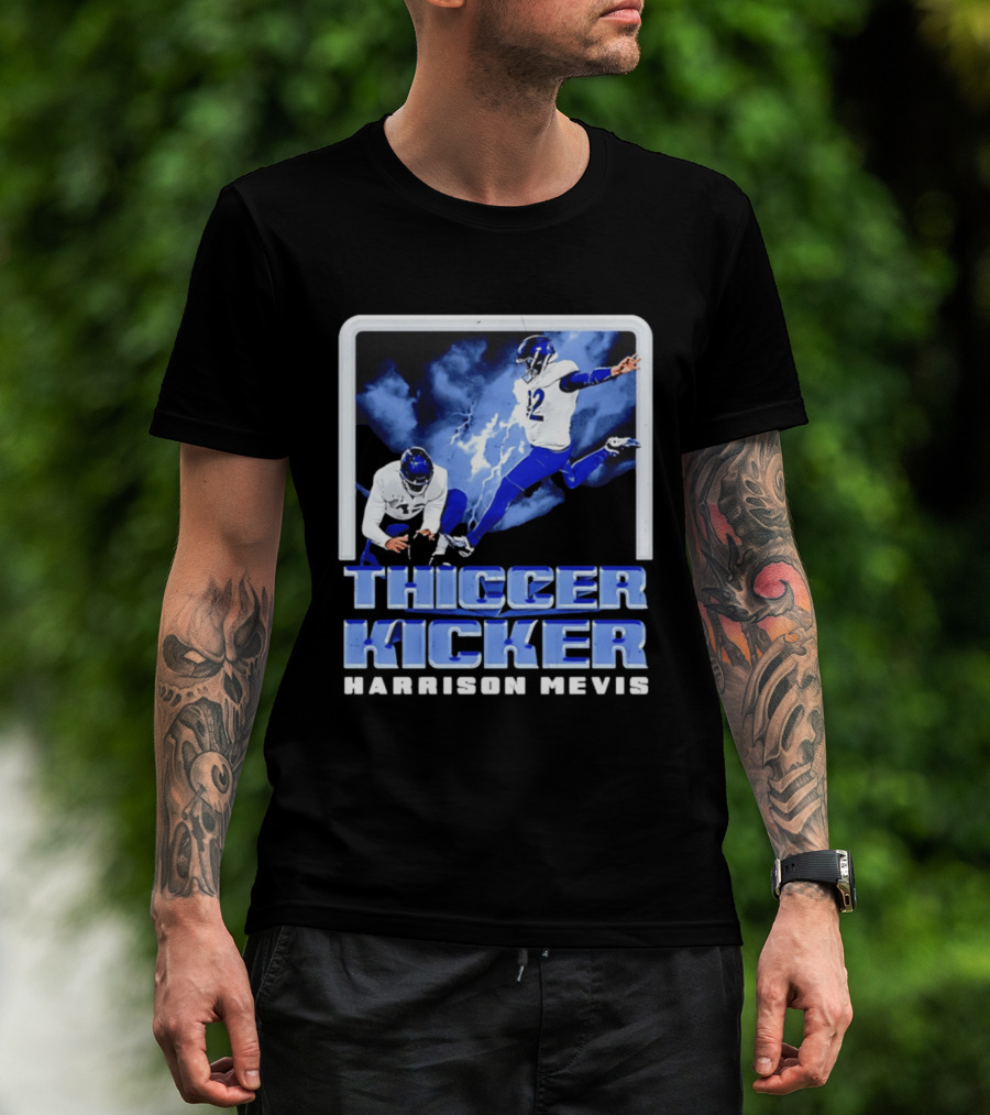 Harrison Mevis Thiccer Kicker Lightning Football Action T-Shirt
