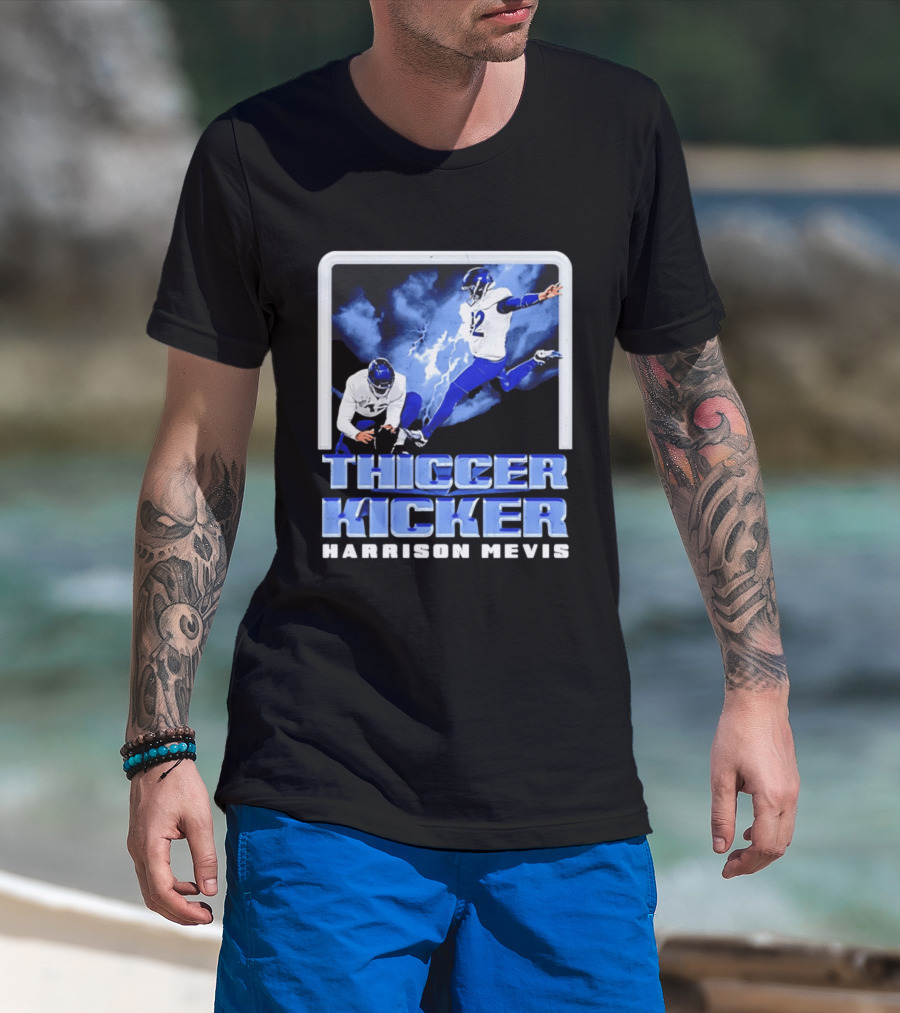 Harrison Mevis Thiccer Kicker Lightning Football Action T-Shirt