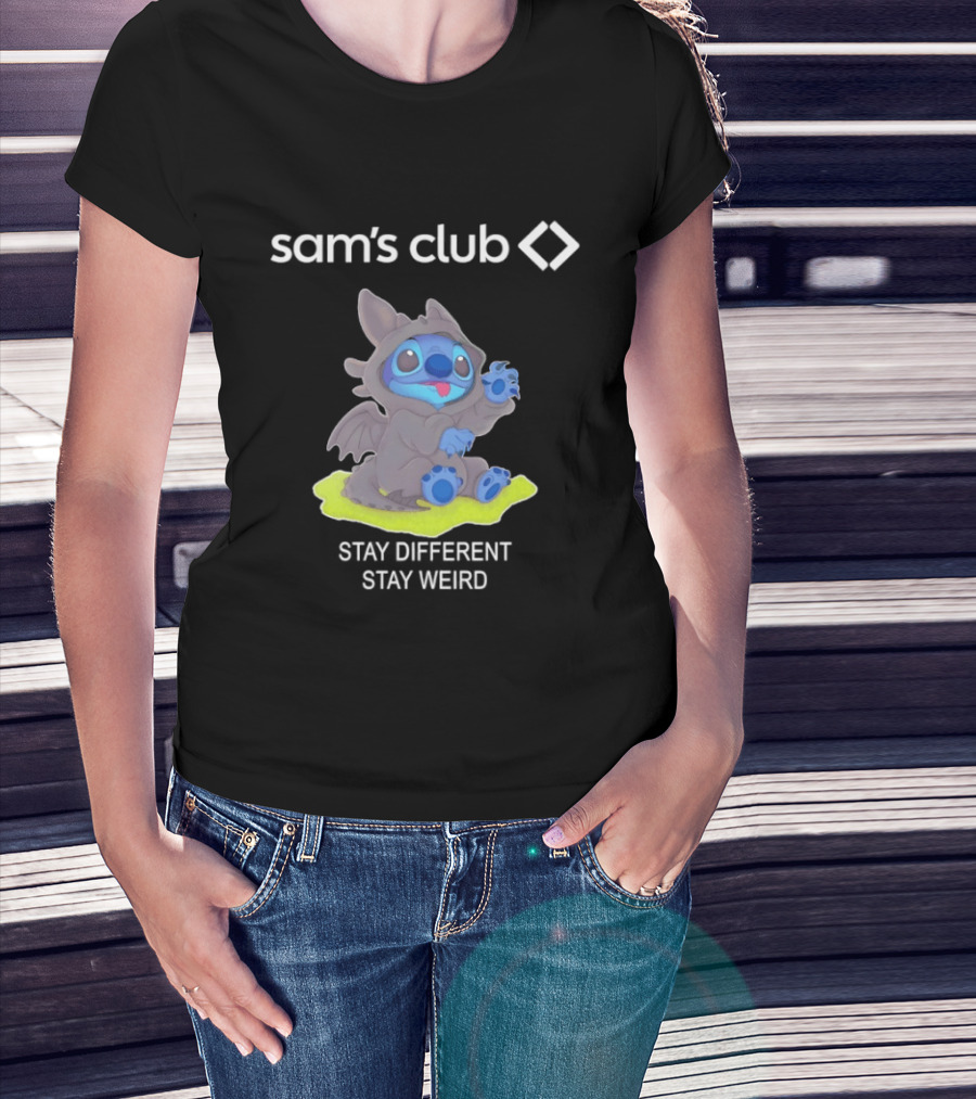 Sam's Club Toothless Stitch Stay Different Stay Weird T-Shirt