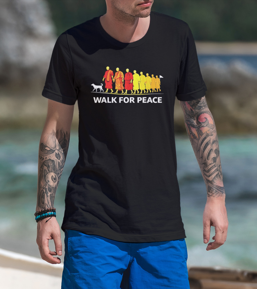 Walk For Peace Of Dog And Monks Pilgrimage Iconic Procession T-Shirt
