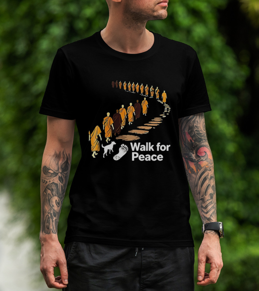 Monks And Dog Walk For Peace Pathway T-Shirt