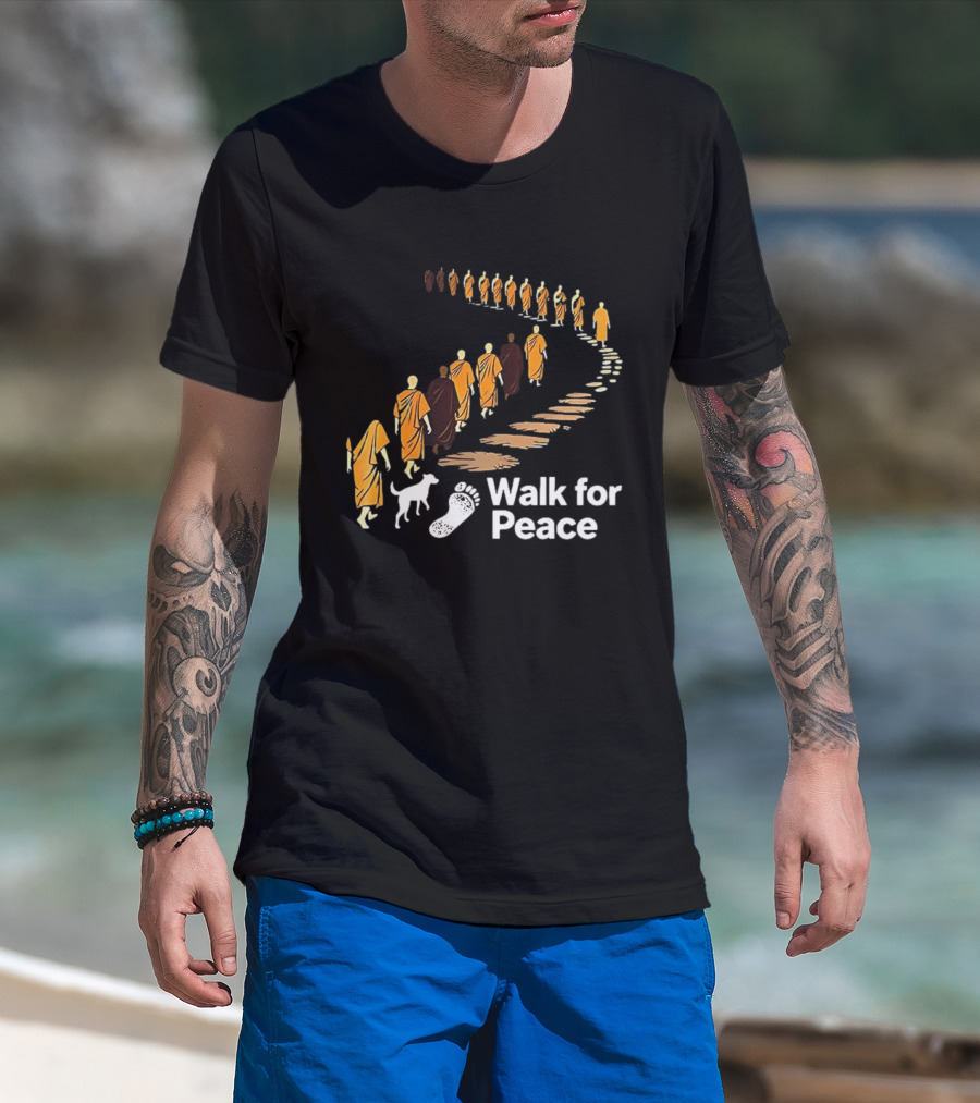 Monks And Dog Walk For Peace Pathway T-Shirt