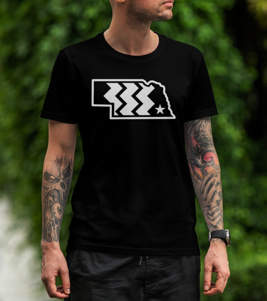 Throwback Converse Nebraska State Iconic Chevron Map Star T-Shirt
