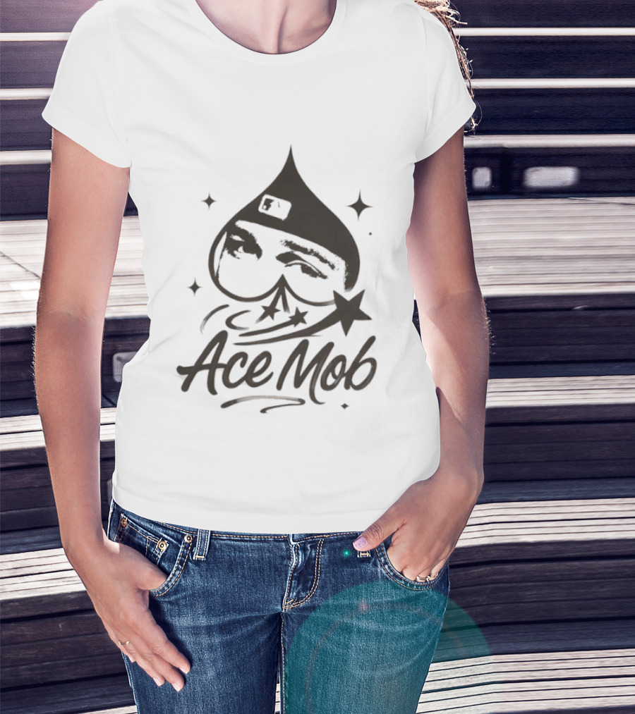 Ace Mob Spade Face Graffiti Stars T-Shirt