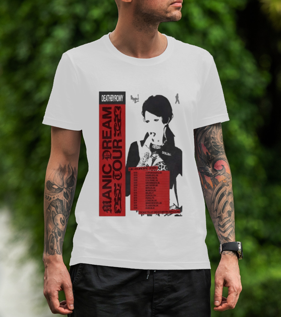 Deathbyromy Manic Dream Tour 2026 UK Europe Concert Dates T-Shirt