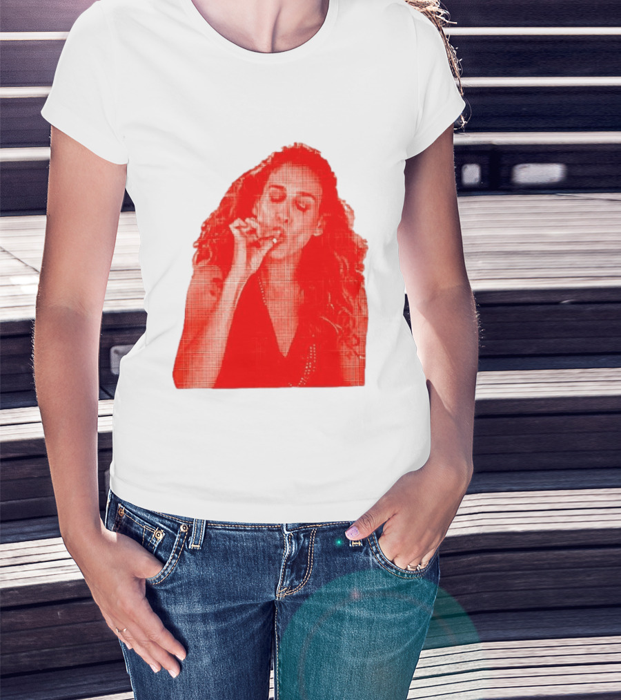 Lit Carrie Smoking Scene Red Artistic T-Shirt