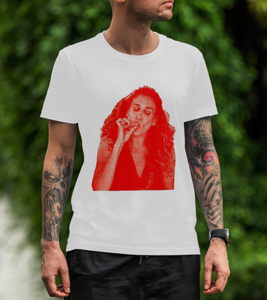 Lit Carrie Smoking Scene Red Artistic T-Shirt