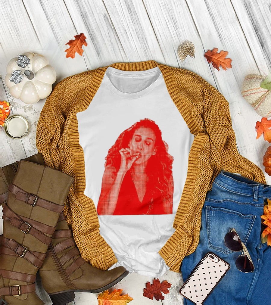 Lit Carrie Smoking Scene Red Artistic T-Shirt