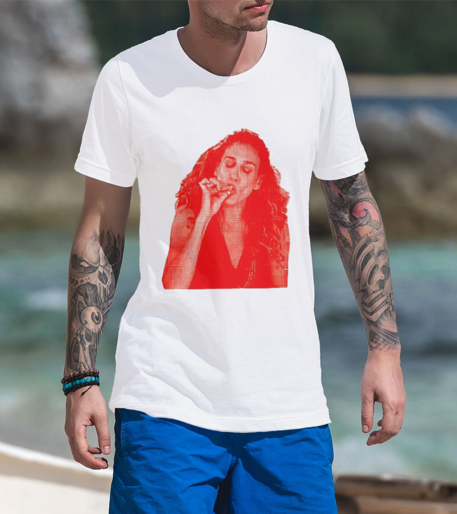 Lit Carrie Smoking Scene Red Artistic T-Shirt