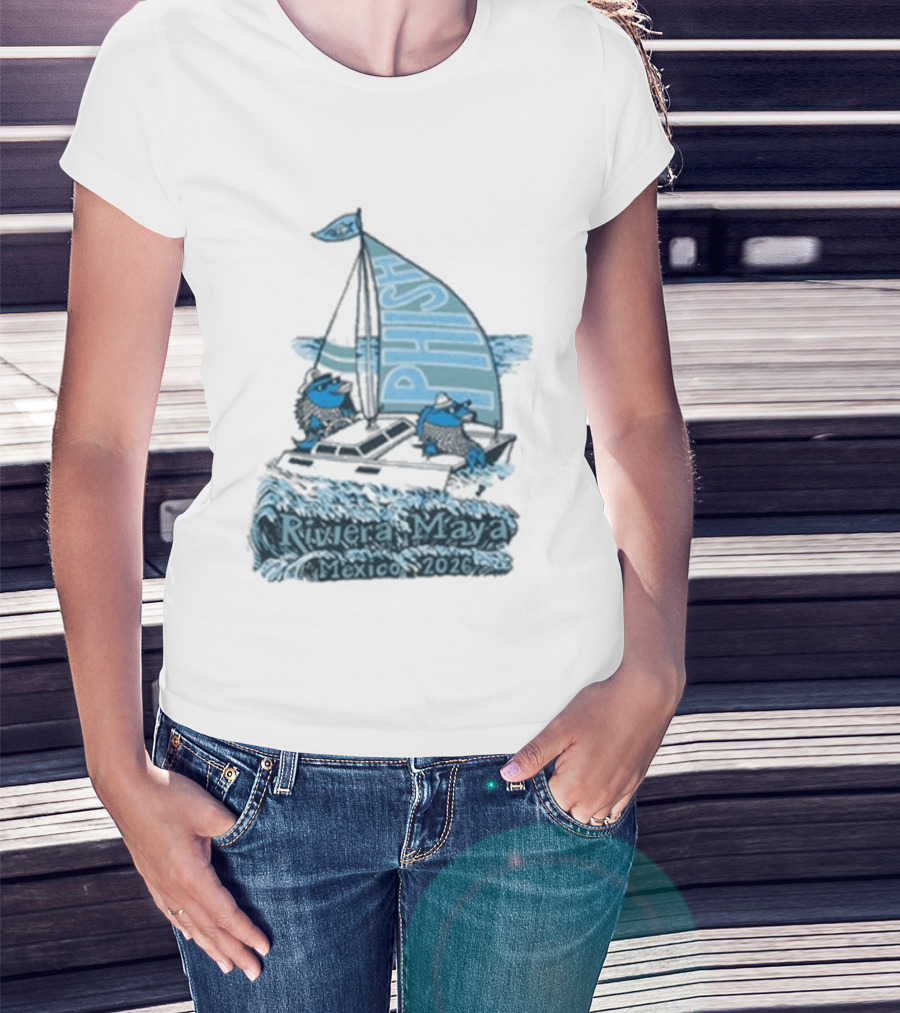 Phish Riviera Maya Mexico 2026 Pollock Waves Ship Fish T-Shirt