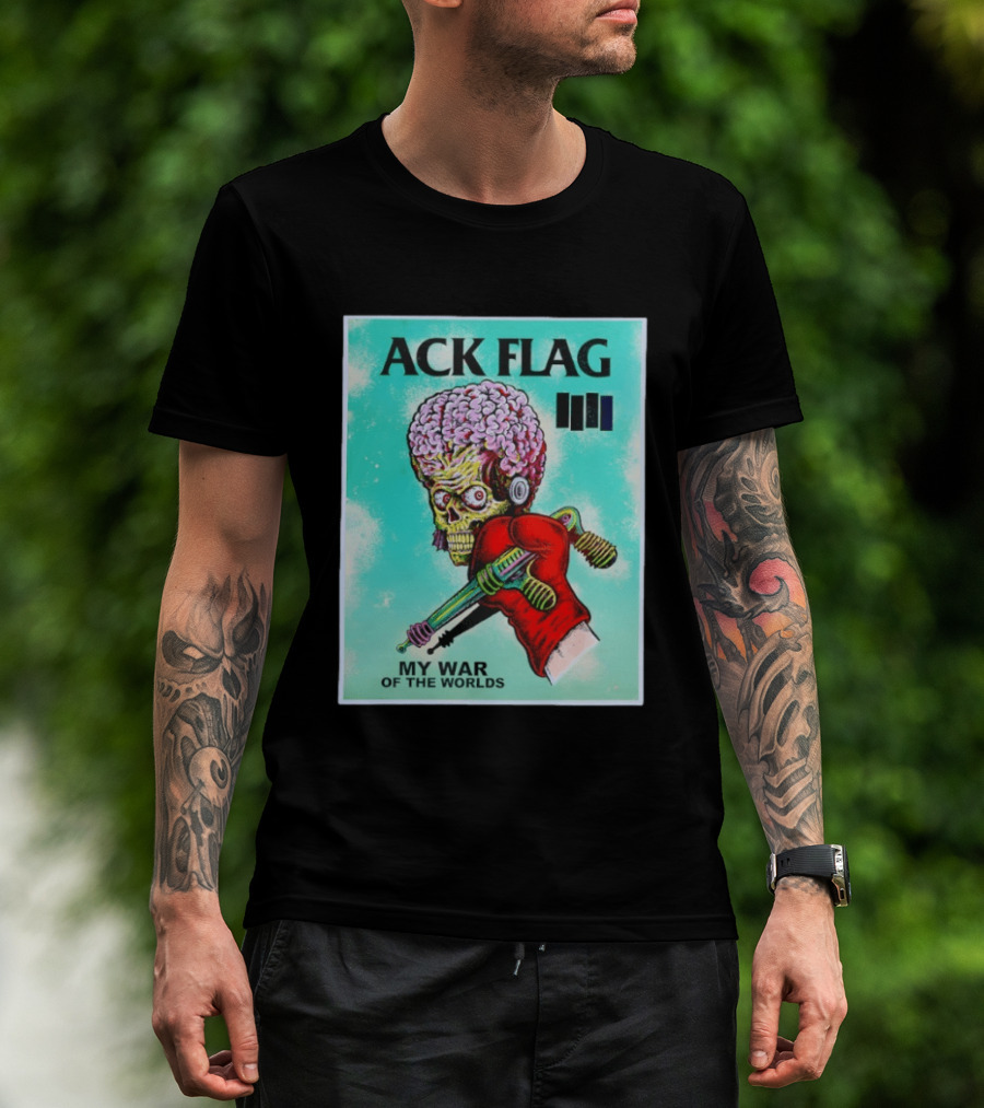 Ack Flag Martian Warrior My War Of The Worlds Retro Sci Fi T-Shirt