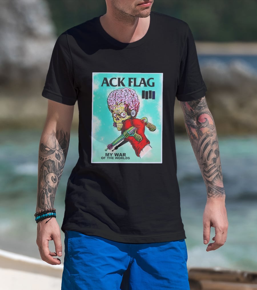 Ack Flag Martian Warrior My War Of The Worlds Retro Sci Fi T-Shirt